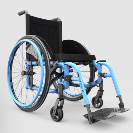 Composite motion sky blue C2 HD (heavy duty) wheelchair. Photo.